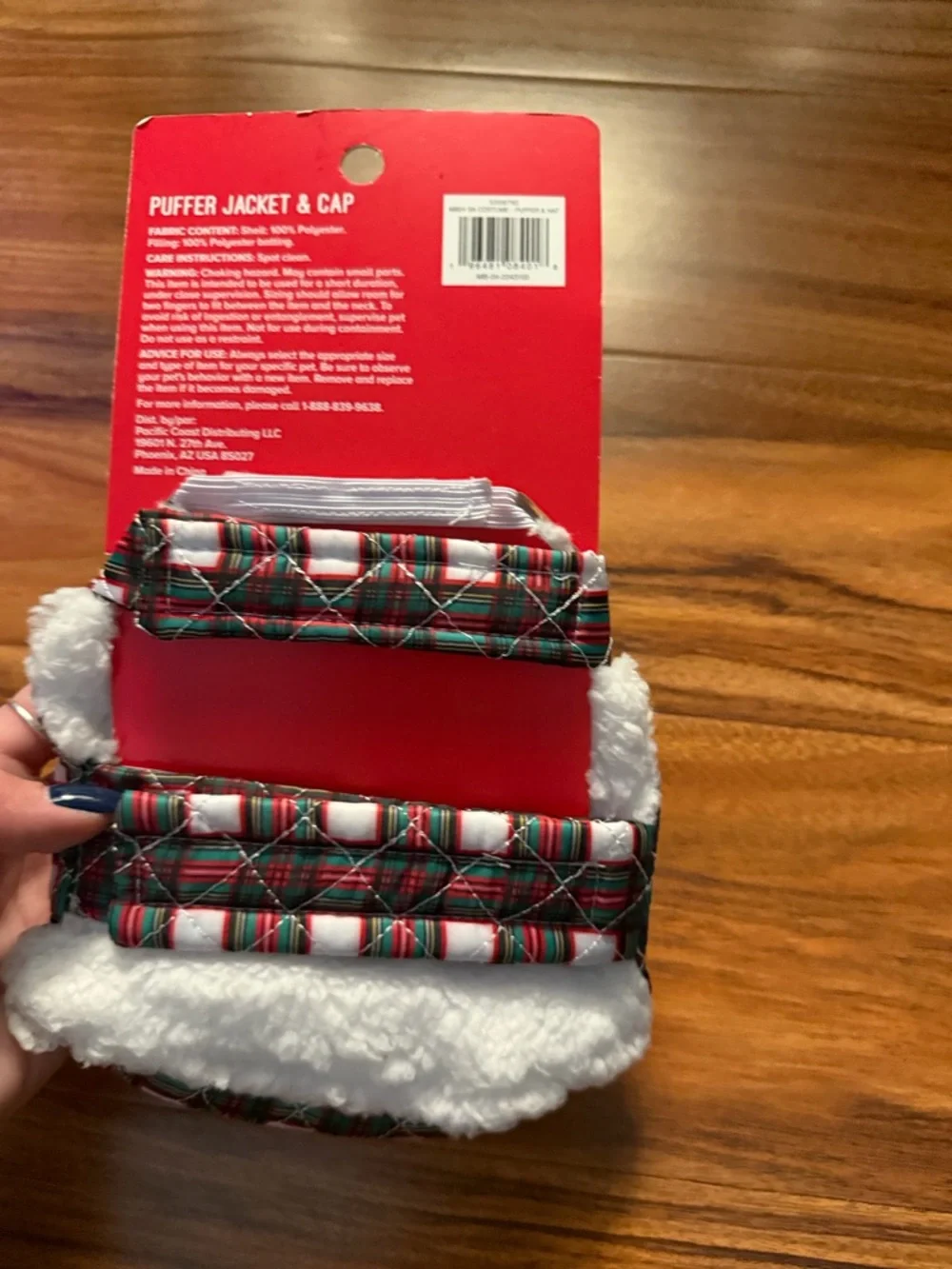 Merry & Bright Plaid Puffer Jacket & Cap - Red Green White